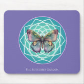 パープルインディゴバタフライミスティックマンダラターコイズ マウスパッド (正面)