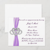 パープルインフィニティハートエンゲージメントパーティー招待状 招待状 (正面/裏面)