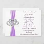 パープルインフィニティハートブライダルシャワー 招待状 (正面/裏面)