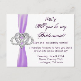 パープルインフィニティハートブライデスメイドカード 招待状