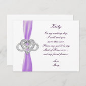 パープルインフィニティハートメイド・オブ・オーナー（花嫁付き添い人） 招待状 (正面/裏面)