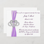 パープルインフィニティハート婚約パーティ招待状 招待状 (正面/裏面)