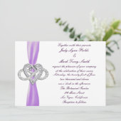 パープルインフィニティハート結婚式招待状 招待状 (スタンド正面)