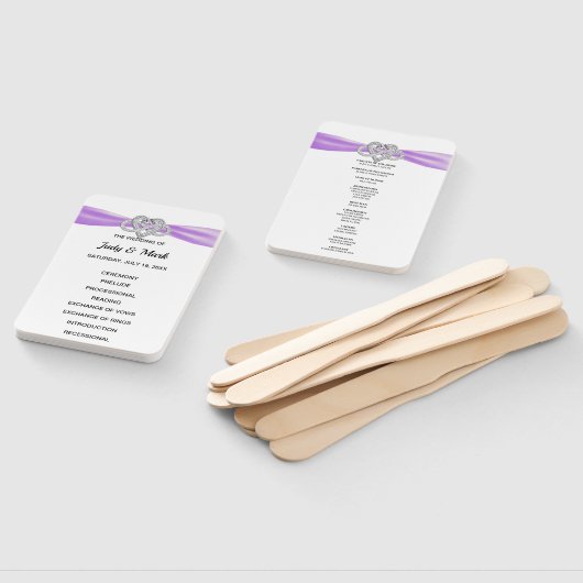 パープルインフィニティハート結婚式 プログラムファン ハンドファン (組立なし)