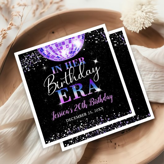 パープルイン彼女の誕生日時代パーティー紙ディナー スタンダードカクテルナプキン