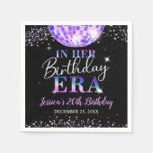 パープルイン彼女の誕生日時代パーティー紙ディナー スタンダードカクテルナプキン (正面)