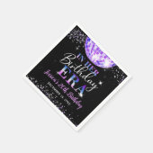 パープルイン彼女の誕生日時代パーティー紙ディナー スタンダードカクテルナプキン (角)