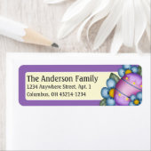 パープルイースターエッグブルーフラワーイースター住所 シール (インサイチュ)