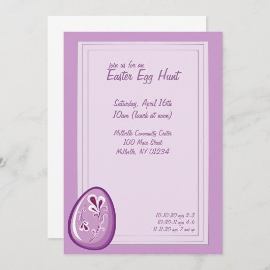 パープルイースターエッグ狩り招待状 招待状 (正面/裏面)