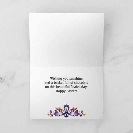 パープルイースターグリーティングフォーカルカスタム文字 カード (内部)