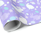 パープルイースターバニーラッピング紙 ラッピングペーパー (ロールコーナー)