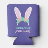 パープルイースターバースデーパーティーかわいいカスタムバニー 缶クーラー (裏面)