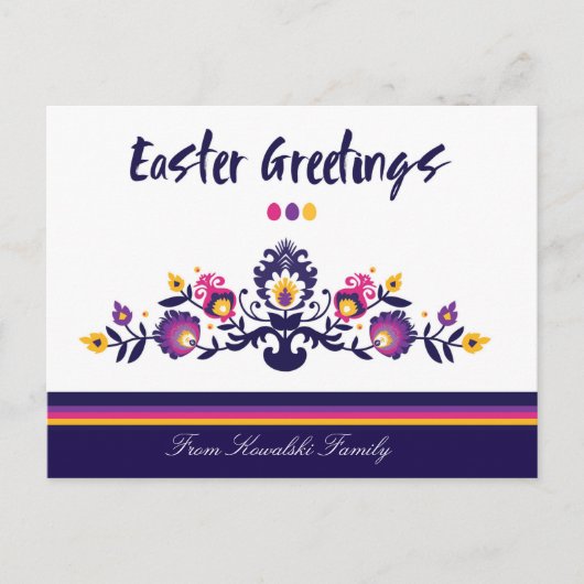 💜パープルイースター民俗学カスタム文字はがき ポストカード (正面)