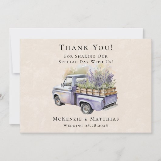 パープルウィステリアオールドト結婚ラックのサンキューカード 招待状 (正面)