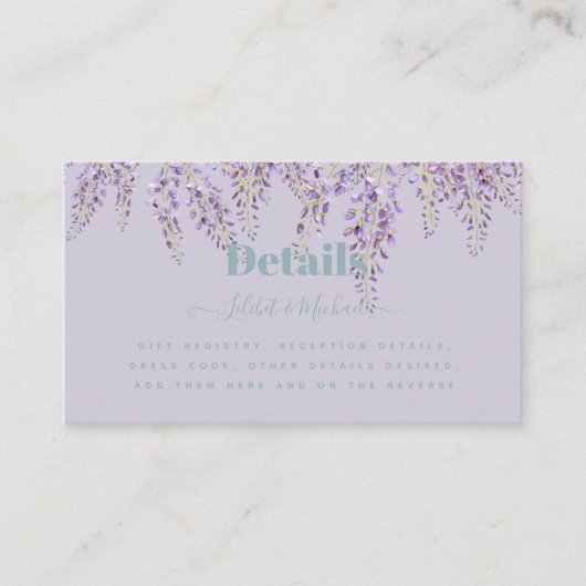 パープルウィステリアセージフローラ庭園の結婚式 名刺 (正面)