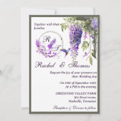 パープルウィステリアテーマの結婚式招待状 招待状 (正面)