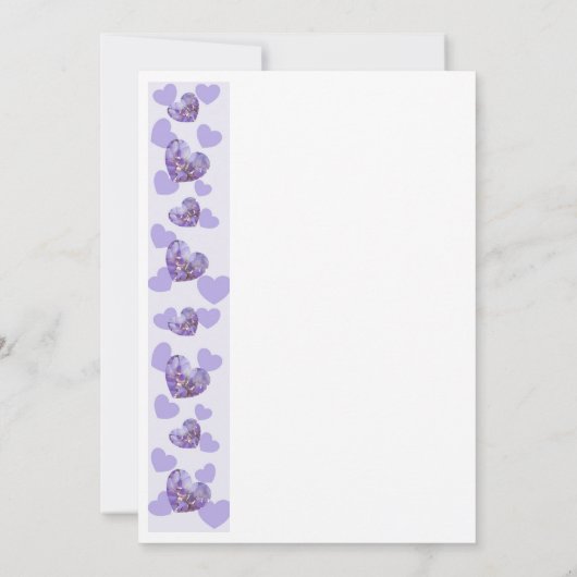 パープルウィステリアハートデザイン結婚式招待状 招待状 (裏面)