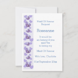 パープルウィステリアハートメイド・オブ・オーナー（花嫁付き添い人）リクエスト 招待状