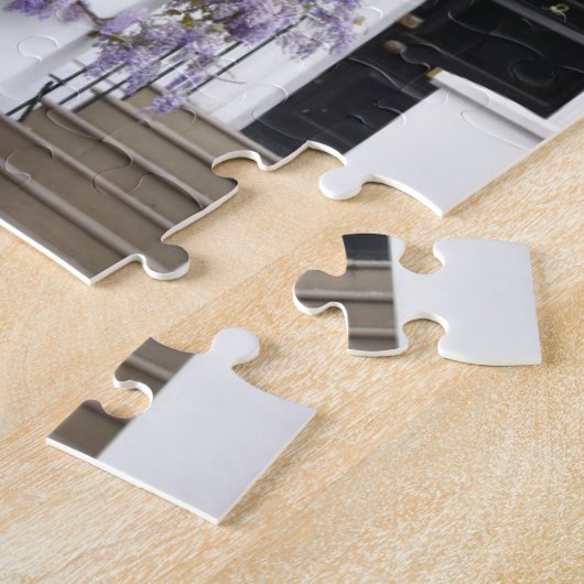 パープルウィステリアフラワーズケンジントンチェルシーロンドン ジグソーパズル (側面)