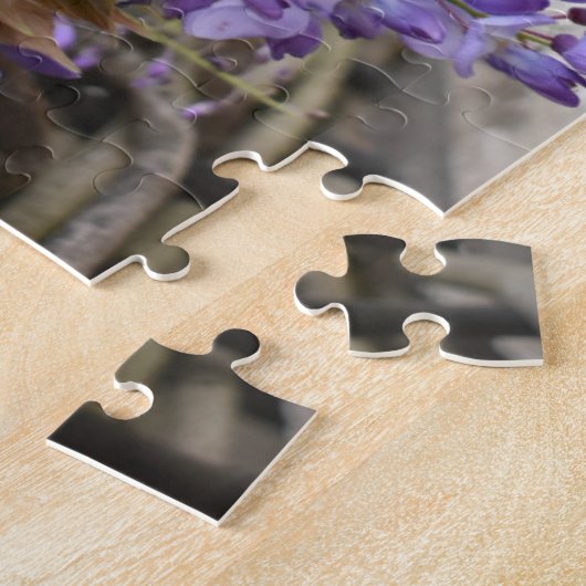 パープルウィステリアフラワーズケンジントンチェルシーロンドン ジグソーパズル (側面)