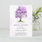 パープルウィステリアフローラツリーブライダルシャワー 招待状 (スタンド正面)