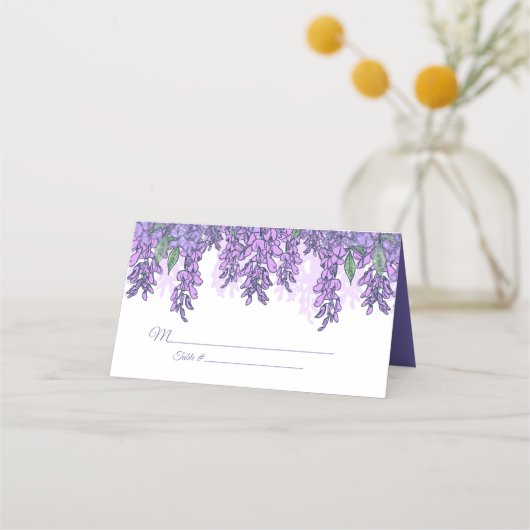 パープルウィステリアフローラ結婚披露宴 プレイスカード (正面)