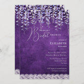 パープルウィステリアブライダルシャワープリントまたはデジタルInv 招待状 (正面/裏面)
