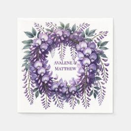 パープルウィステリアリース結婚ズ スタンダードカクテルナプキン
