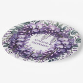 パープルウィステリアリース結婚ズ ペーパープレート (アングル)