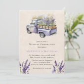 パープルウィステリアヴィンテージ結婚トラックお祝い 招待状 (スタンド正面)