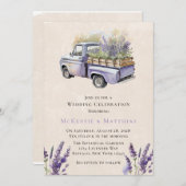 パープルウィステリアヴィンテージ結婚トラックお祝い 招待状 (正面/裏面)
