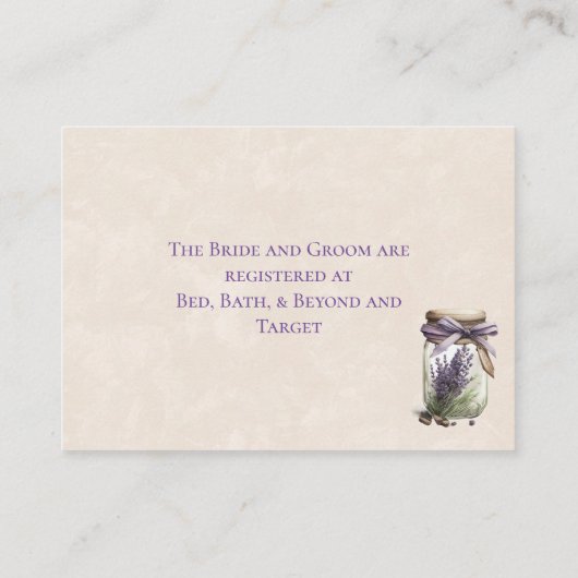 パープルウィステリアヴィンテージ結婚トラックのレジストリ エンクロージャーカード (裏面)