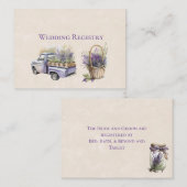 パープルウィステリアヴィンテージ結婚トラックのレジストリ エンクロージャーカード (正面/裏面)