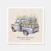 パープルウィステリアヴィンテージ結婚トラック スタンダードカクテルナプキン (正面)