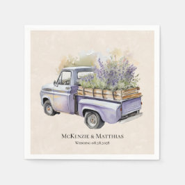 パープルウィステリアヴィンテージ結婚トラック スタンダードカクテルナプキン