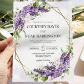 パープルウィステリア幾何結婚式招待状 招待状