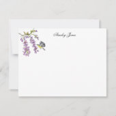 パープルウィステリア水彩フローラフラット サンキューカード (正面)