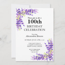 パープルウィステリア100誕生日写真パーティー 招待状