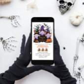 パープルウィッチトリックまたはトリートハローウィンパーティ 招待状