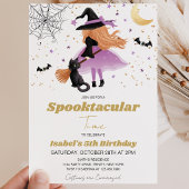 パープルウィッチハロウィン誕生日招待状 招待状