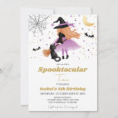 パープルウィッチハロウィン誕生日招待状 招待状 (正面)