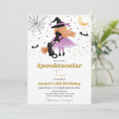 パープルウィッチハロウィーン誕生日招待状 招待状 (スタンド正面)