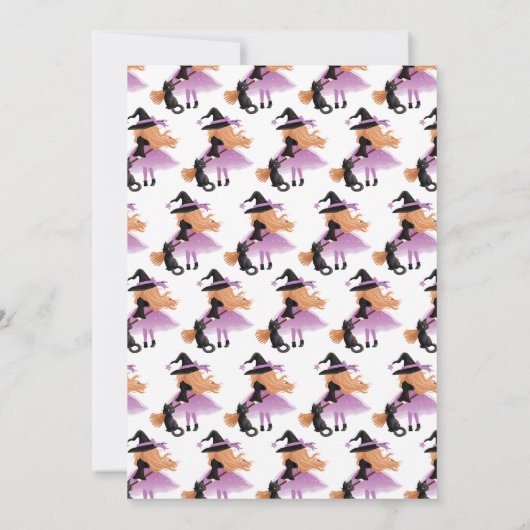 パープルウィッチハロウィーン誕生日招待状 招待状 (裏面)