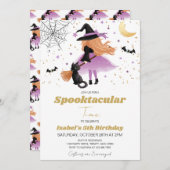 パープルウィッチハロウィーン誕生日招待状 招待状 (正面/裏面)