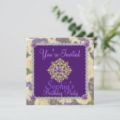 パープルウィメンズ60誕生日招待状 招待状 (スタンド正面)