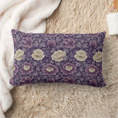 パープルウィリアムモリススタイルフローラ ランバークッション (ブランケット)