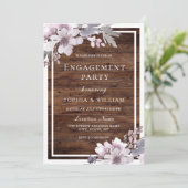 パープルウィンターフローラ素朴婚約パーティ 招待状 (スタンド正面)