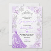 パープルウィンターワンダーランドスノーフレークキンセアニェラ 招待状 (正面)