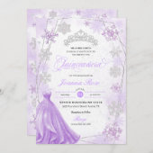 パープルウィンターワンダーランドスノーフレークキンセアニェラ 招待状 (正面/裏面)