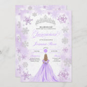 パープルウィンターワンダーランドスノーフレークキンセアニェラ 招待状 (正面/裏面)